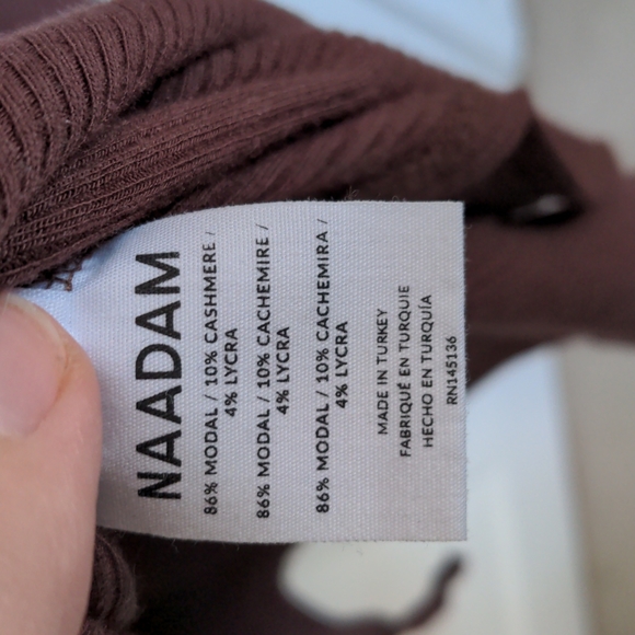 Naadam ribbed lightweight hoodie chocolate brown - Picture 4 of 5